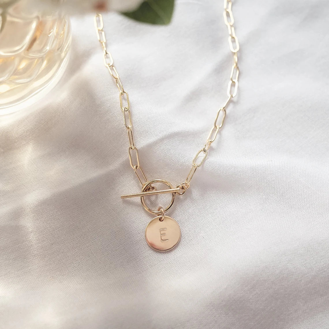 Monogram Initial T-bar Necklace