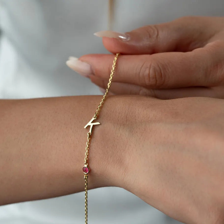 Birthstone Letter Bracelet
