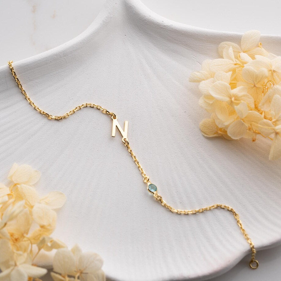 Birthstone Letter Bracelet