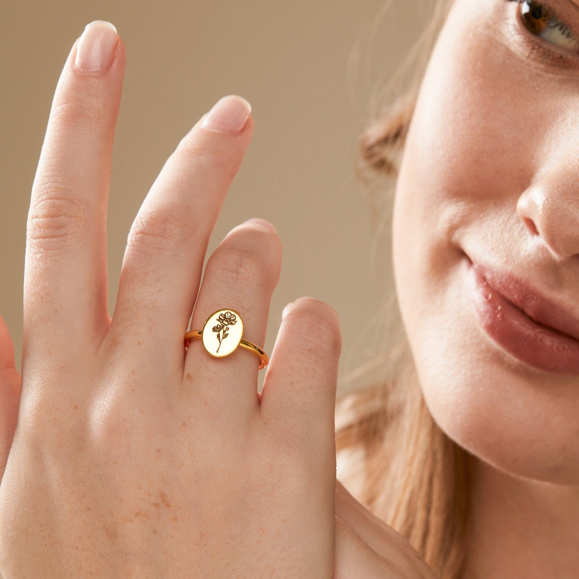 Personalised Birth Flower Ring