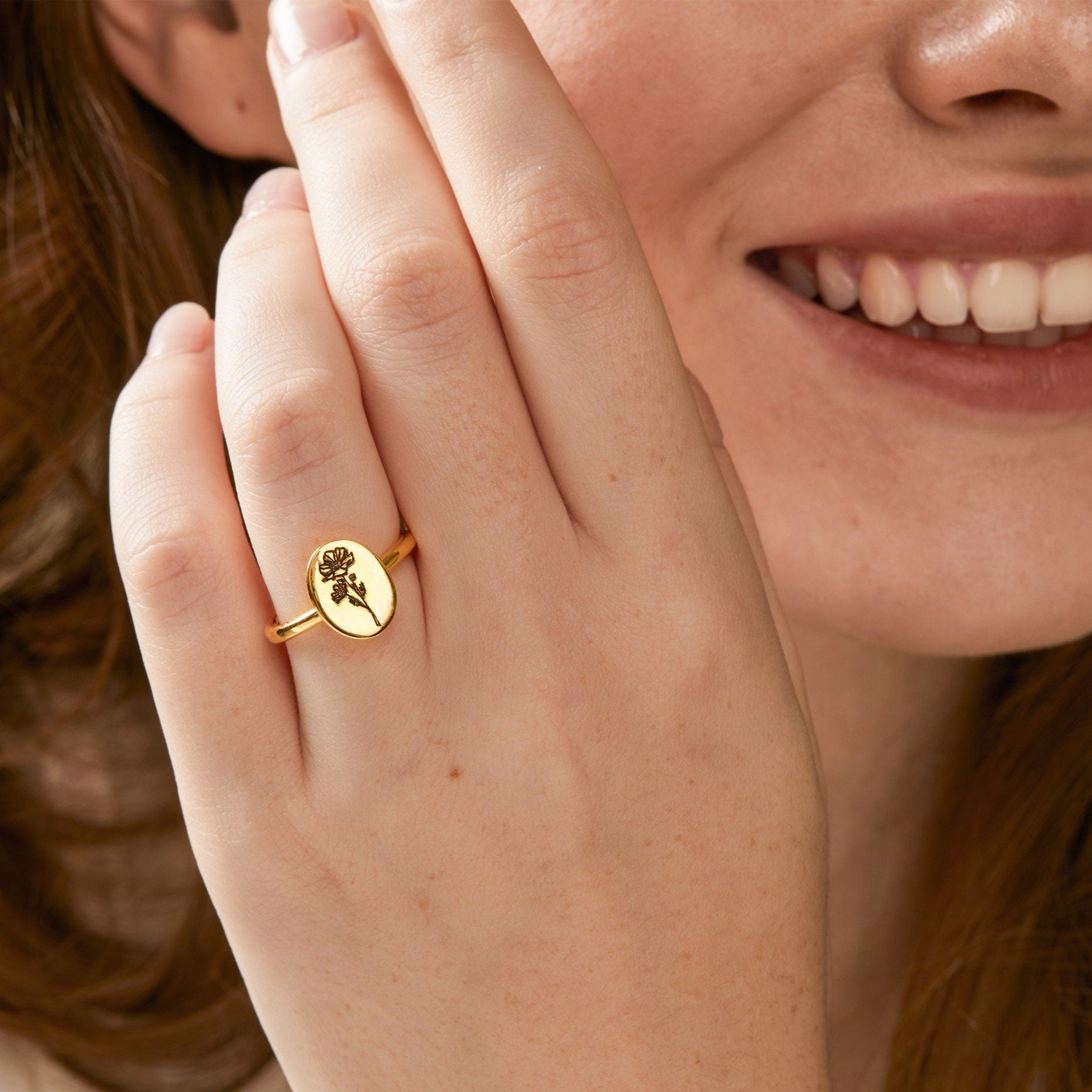 Personalised Birth Flower Ring
