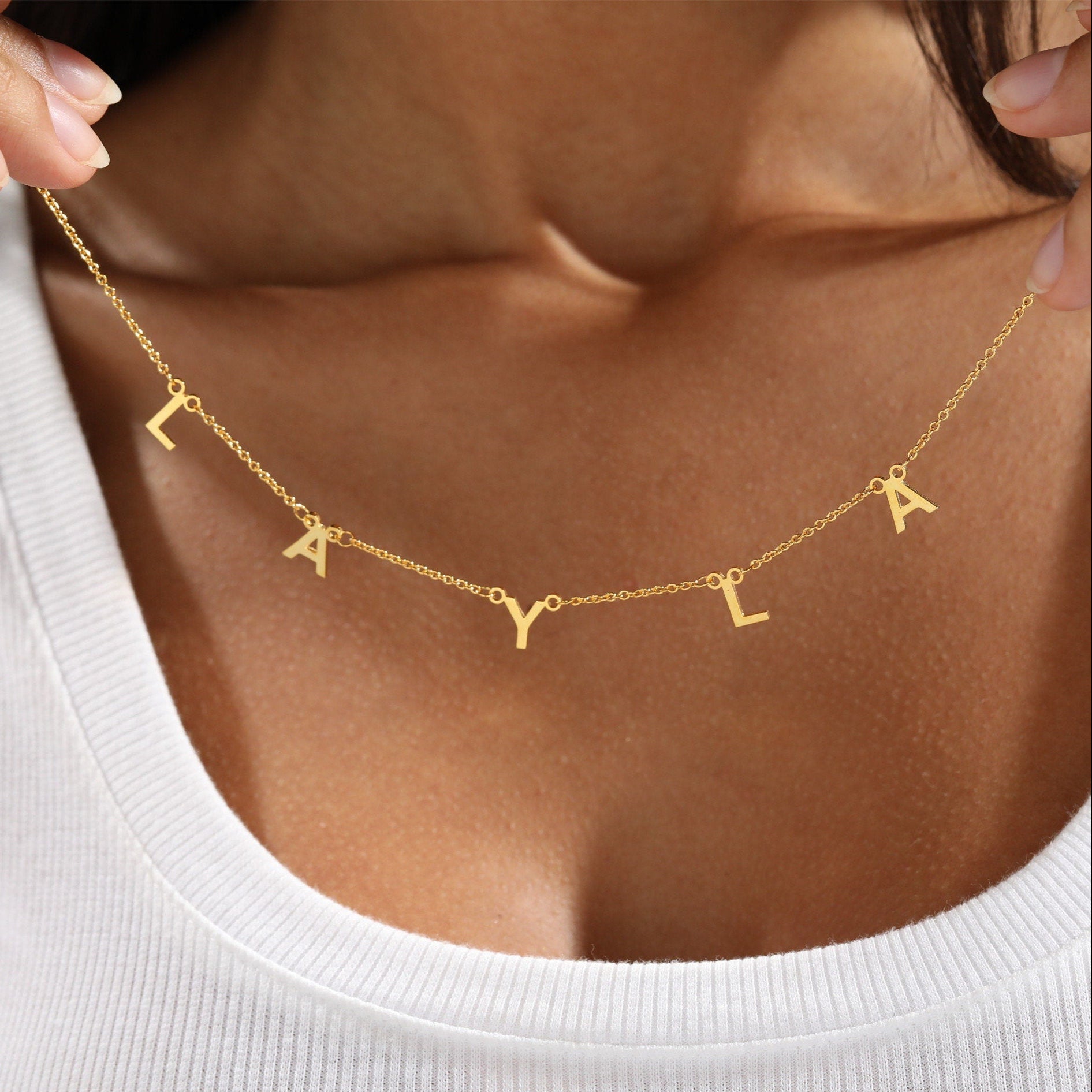 Personalized Gold Letter Name Necklace