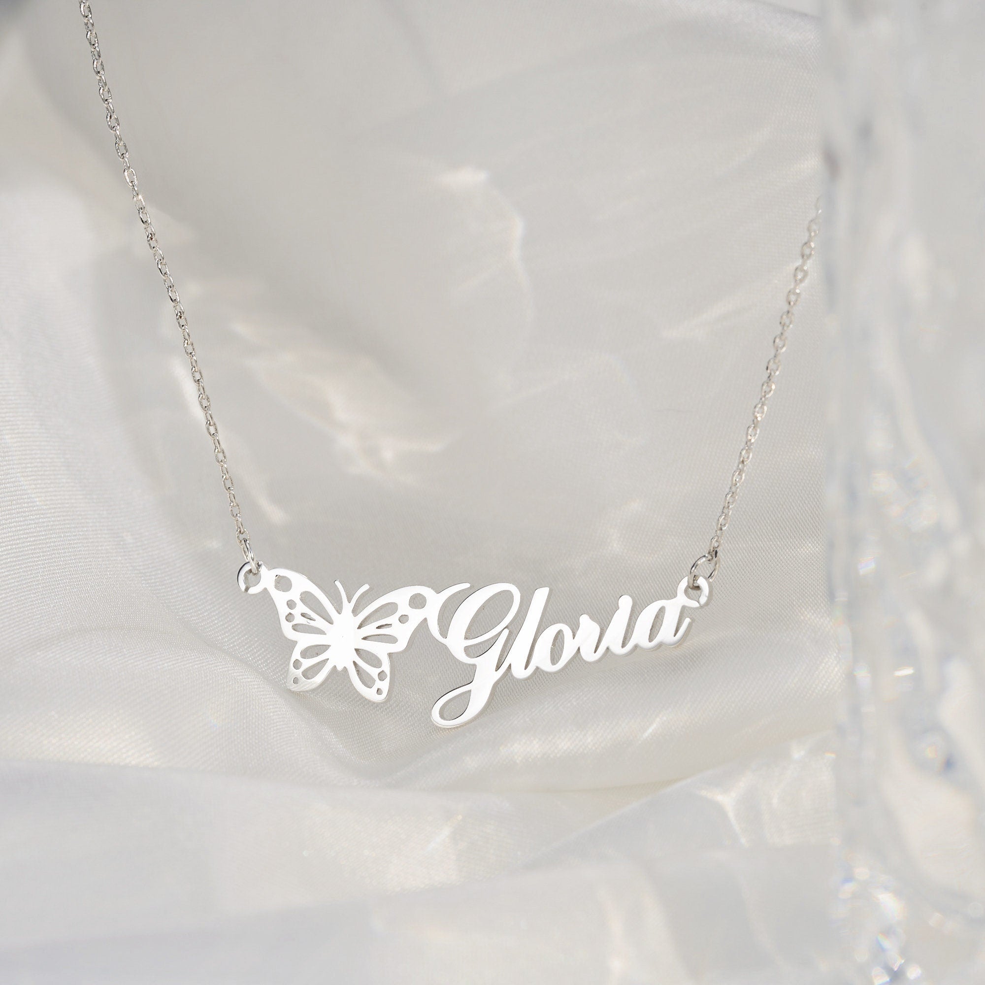 Birth Butterfly Name Necklace