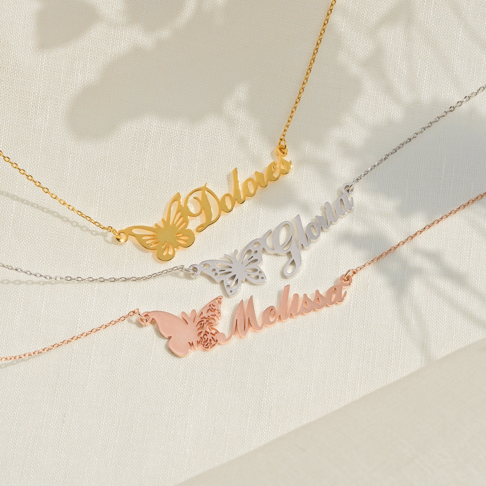 Birth Butterfly Name Necklace