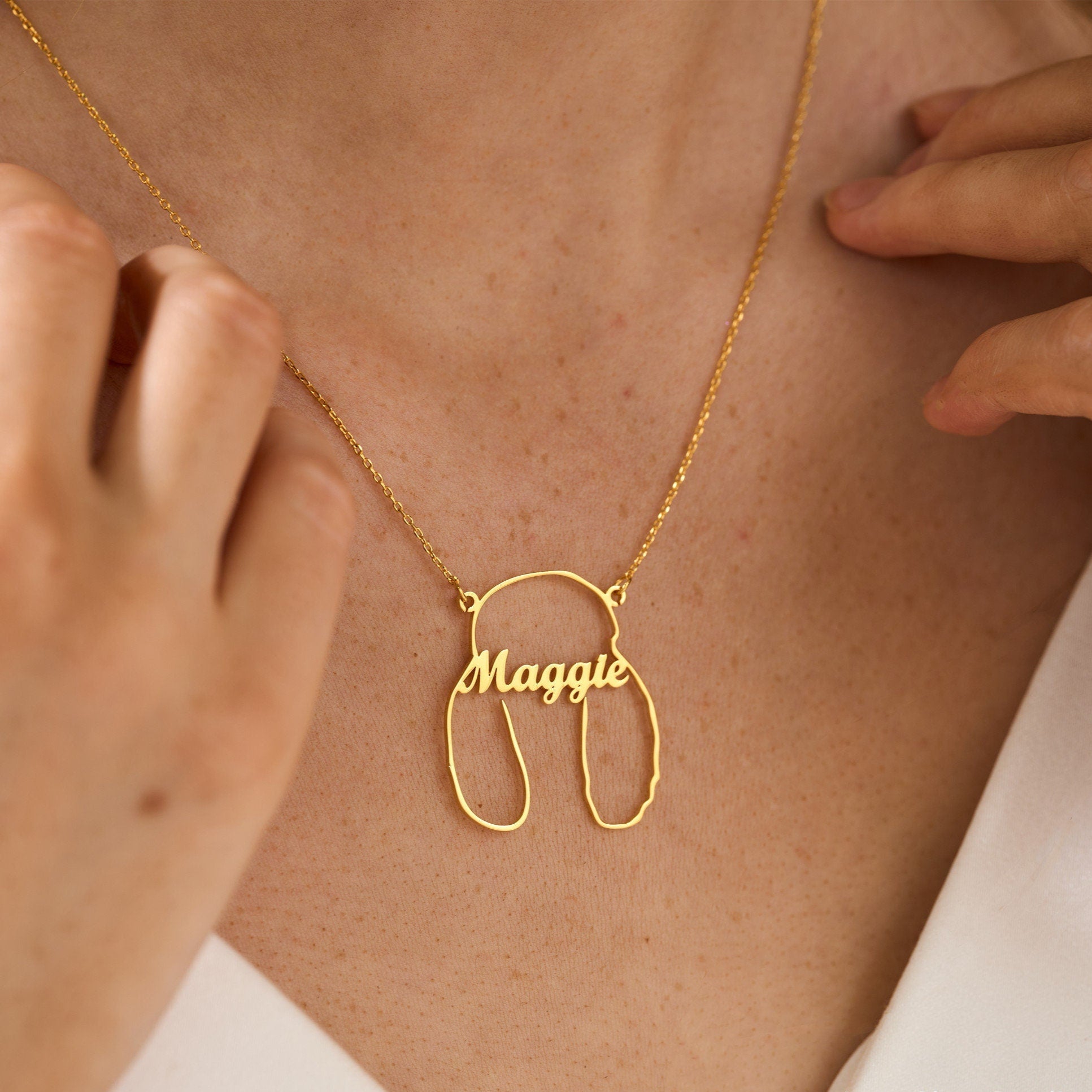 Dog Ear Name Necklace
