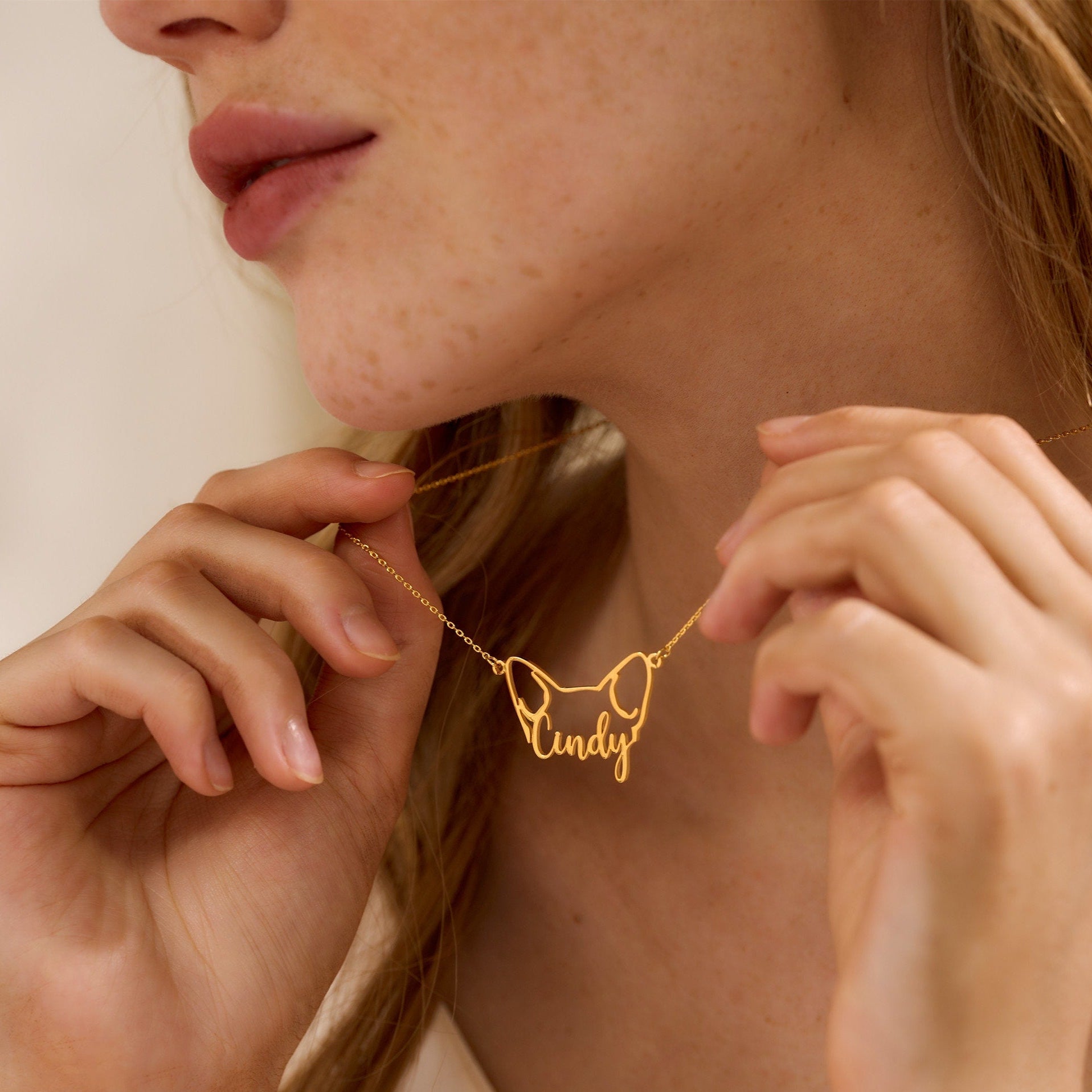 Dog Ear Name Necklace