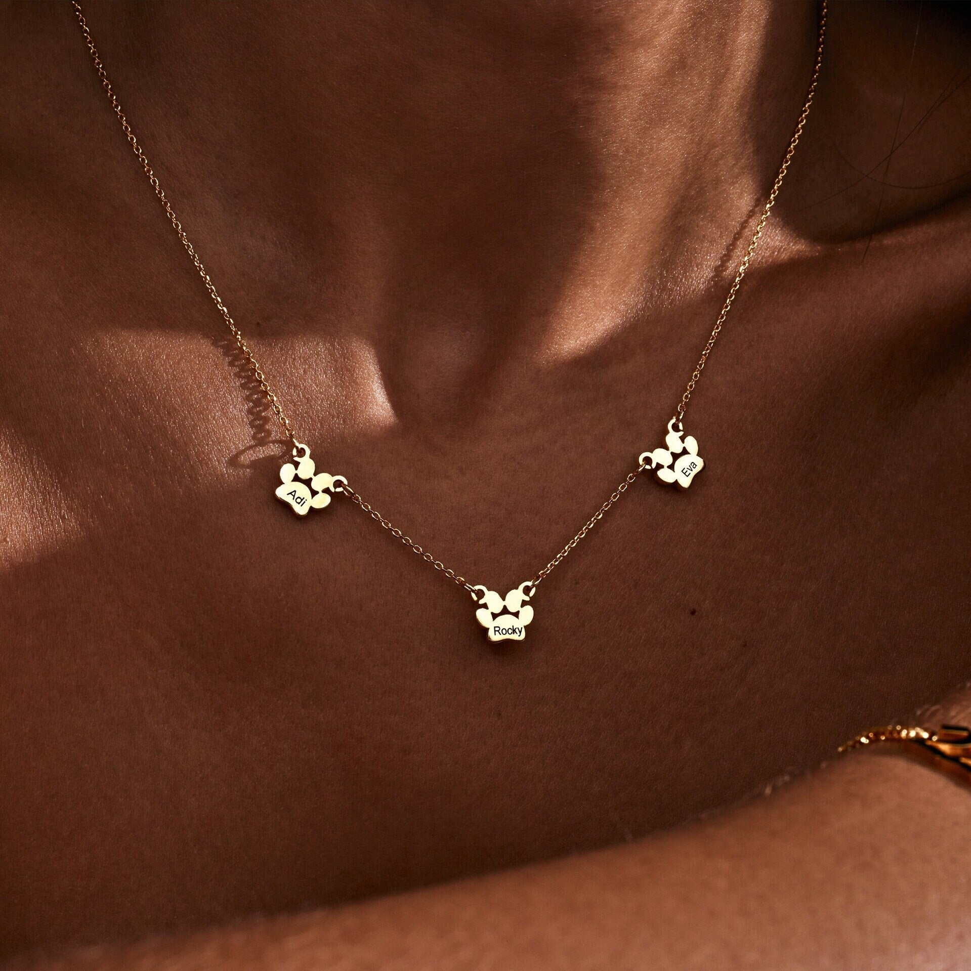 Custom Paw Name Necklace