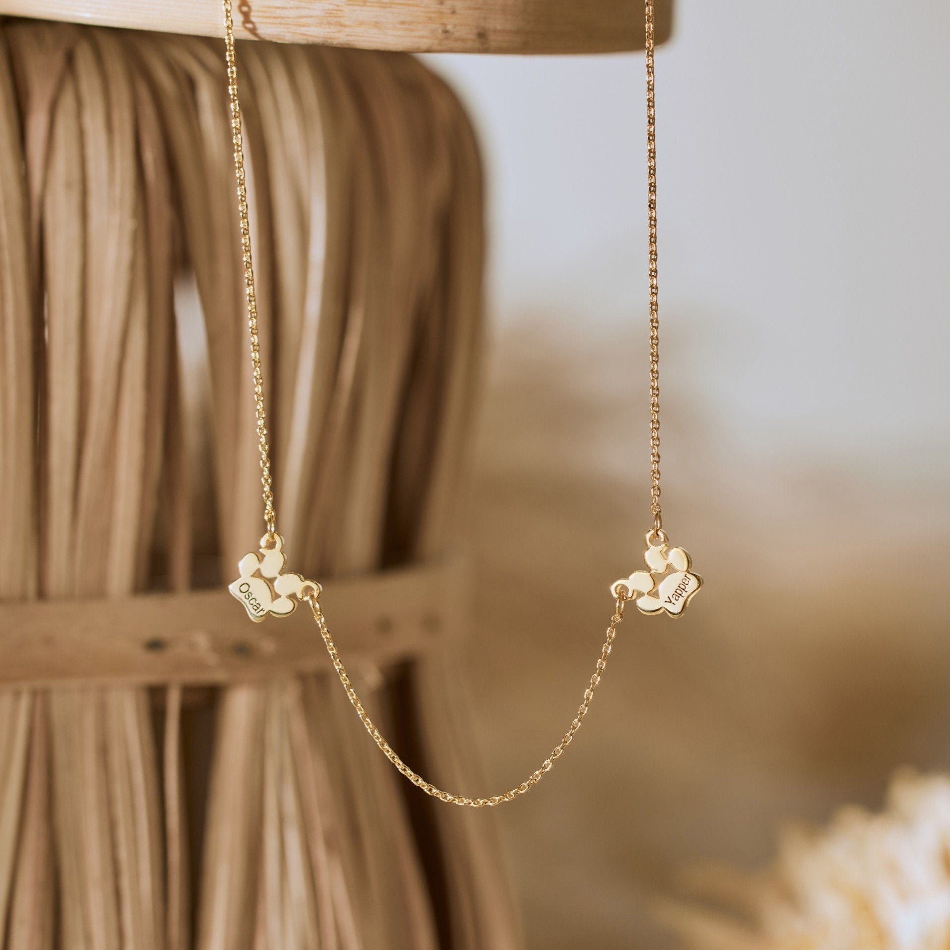 Custom Paw Name Necklace