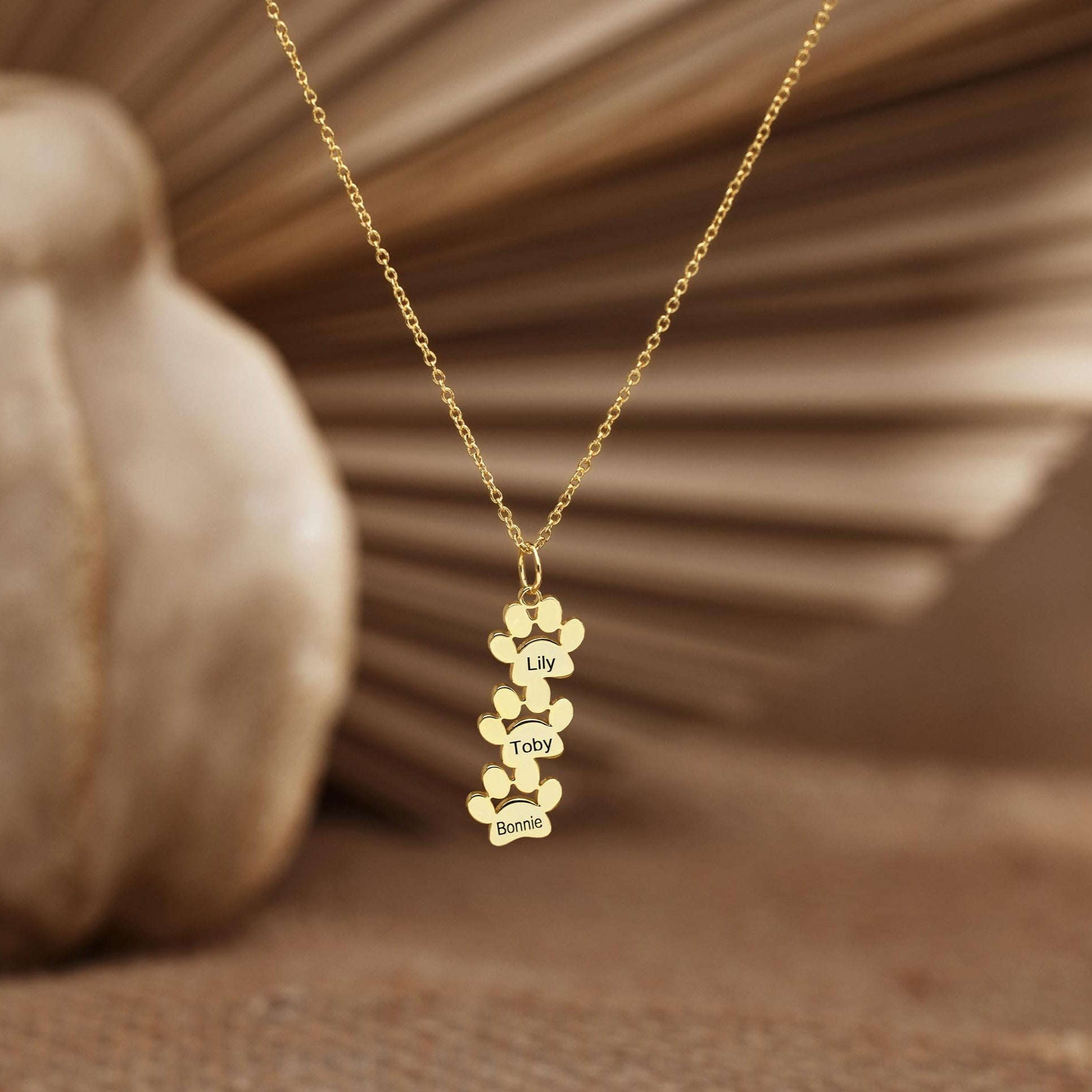 Custom Vertical Paw Name Necklace
