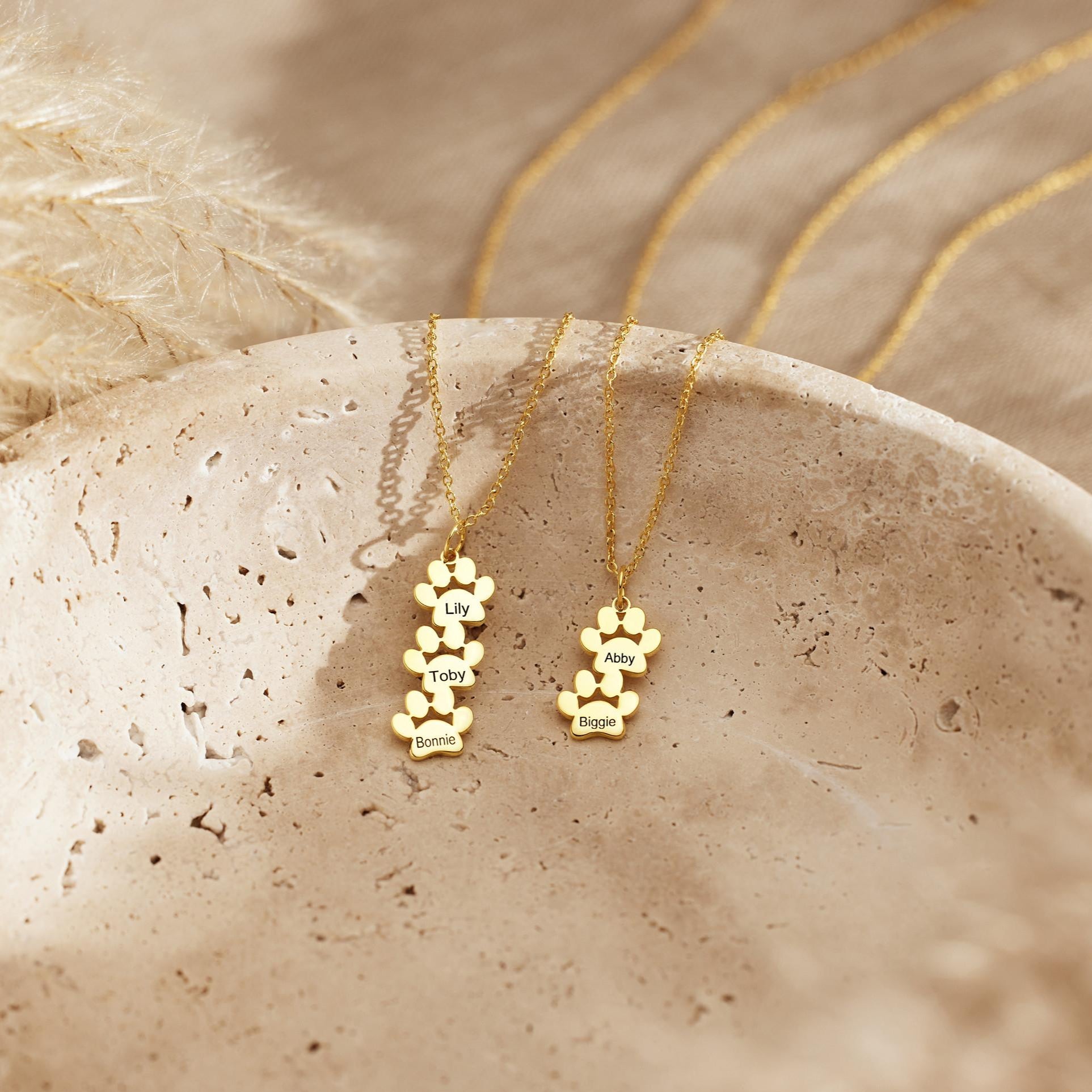 Custom Vertical Paw Name Necklace
