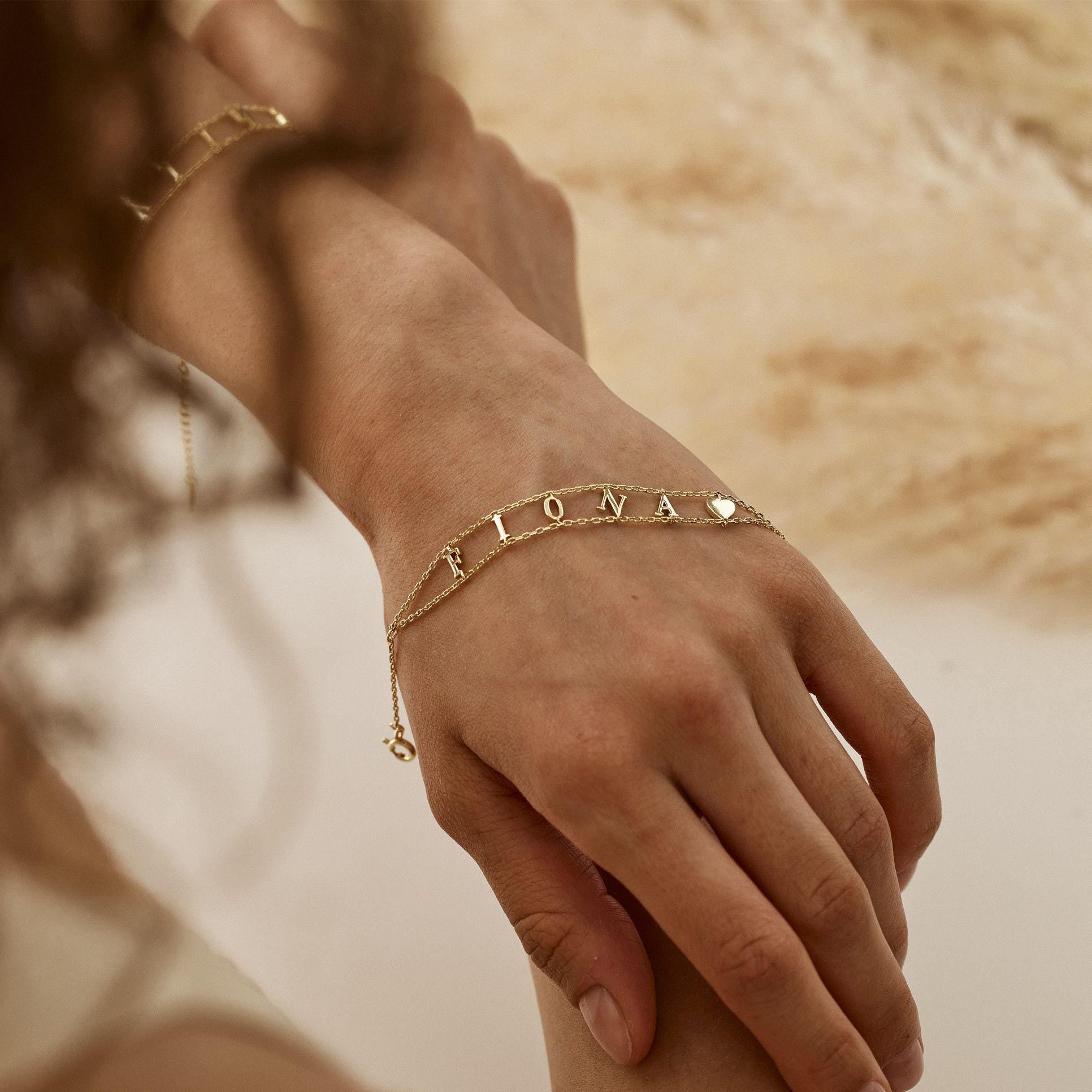 Layered Chain Initial Bracelet