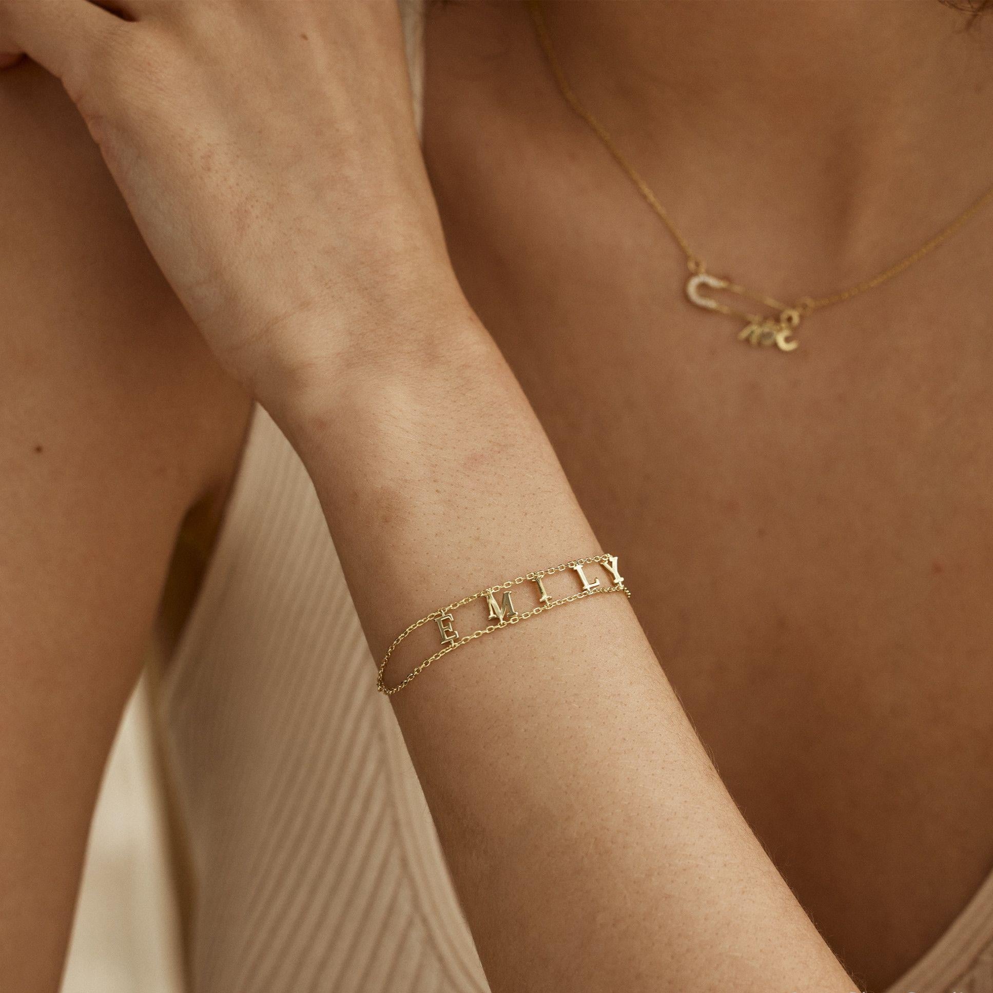 Layered Chain Initial Bracelet