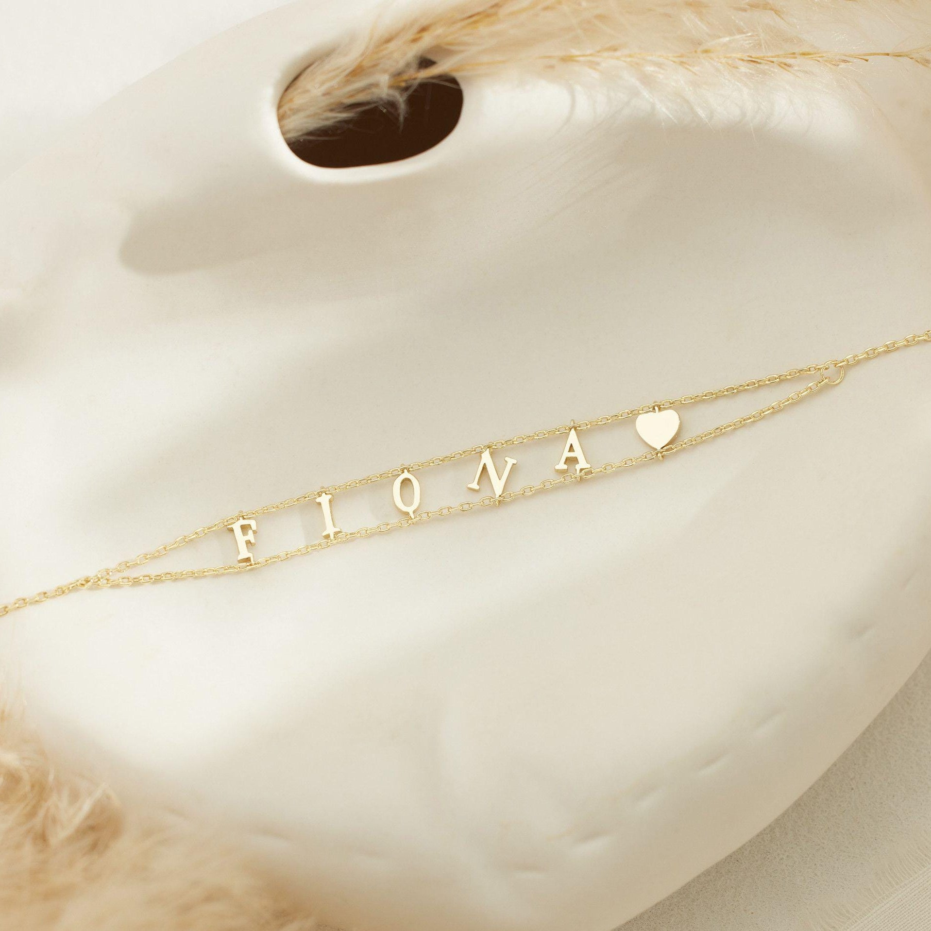 Layered Chain Initial Bracelet