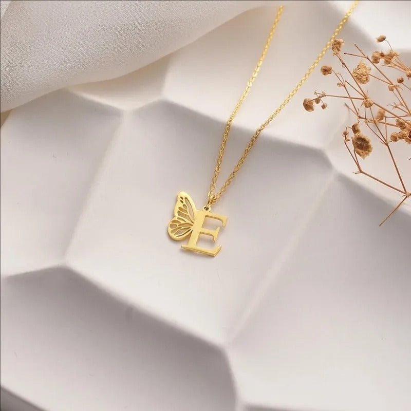 Butterfly Initial Necklace