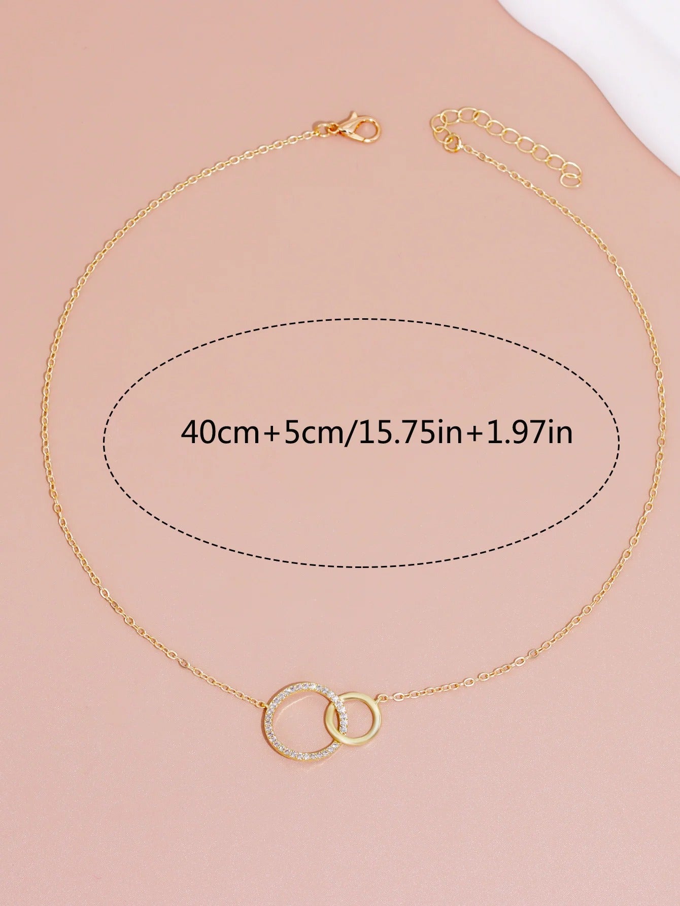 Minimalist Double Circle Pendant 18K Necklace