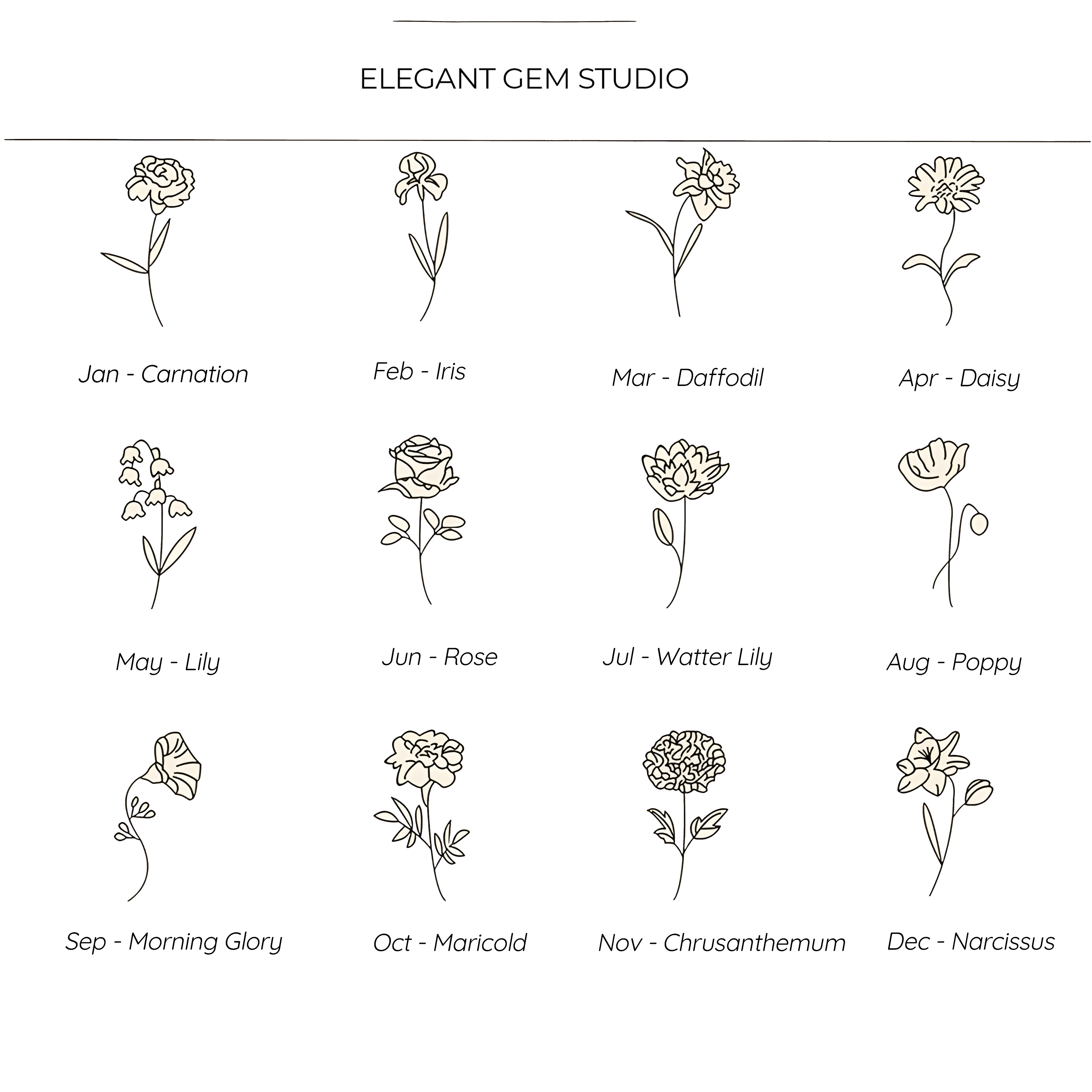 Personalized Name Necklace with Birth Flower