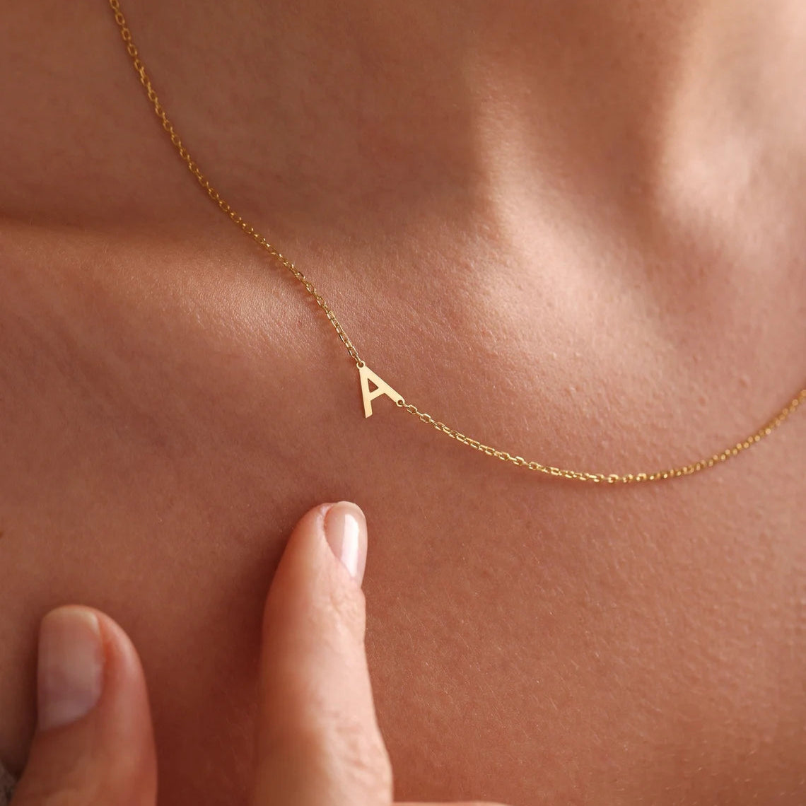Personalized Sideway Initial Necklace 18K