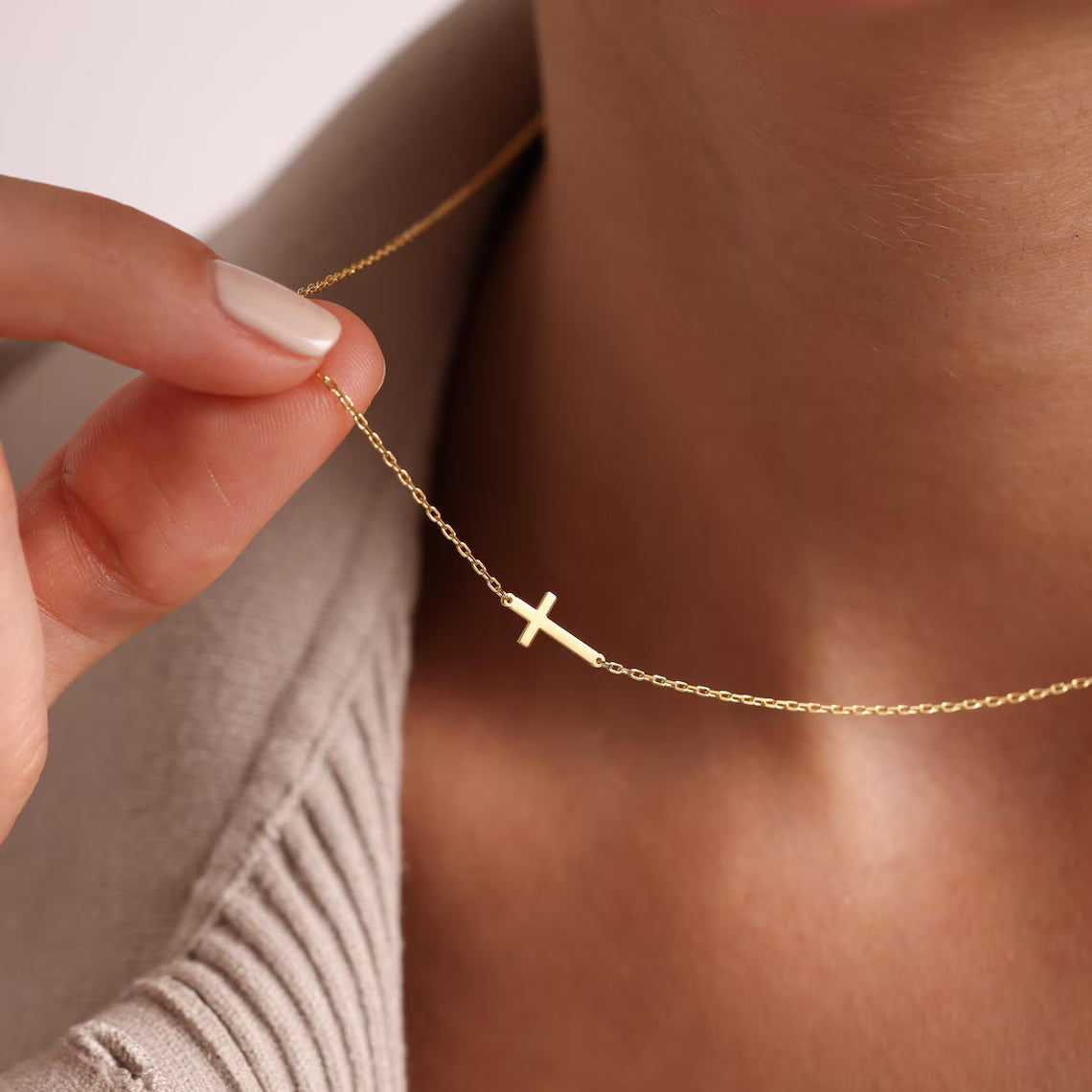 Pendant Sideway Cross Necklace