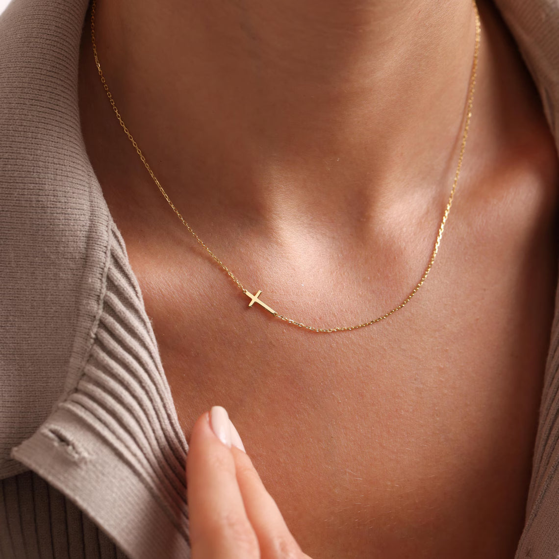 Pendant Sideway Cross Necklace