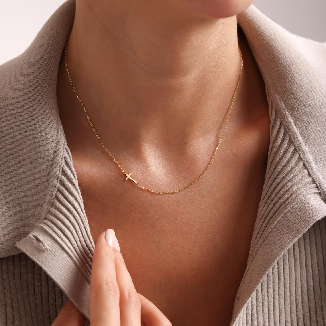 Pendant Sideway Cross Necklace