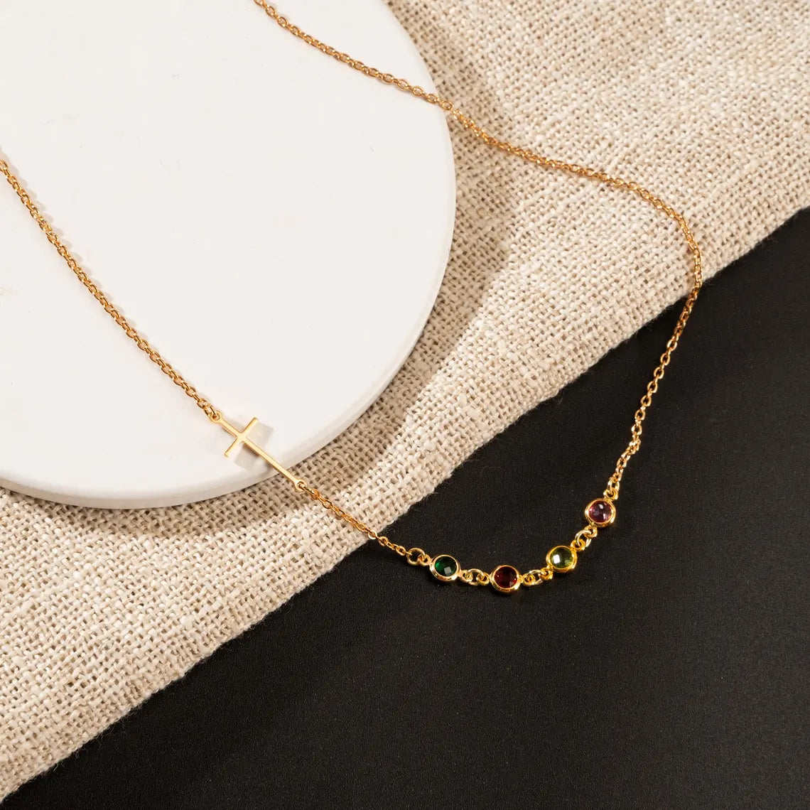 Cross with Birthstone Necklace