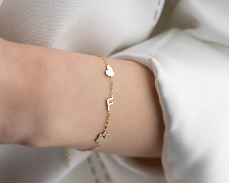 Personalized Sideway Initial Bracelet 14K