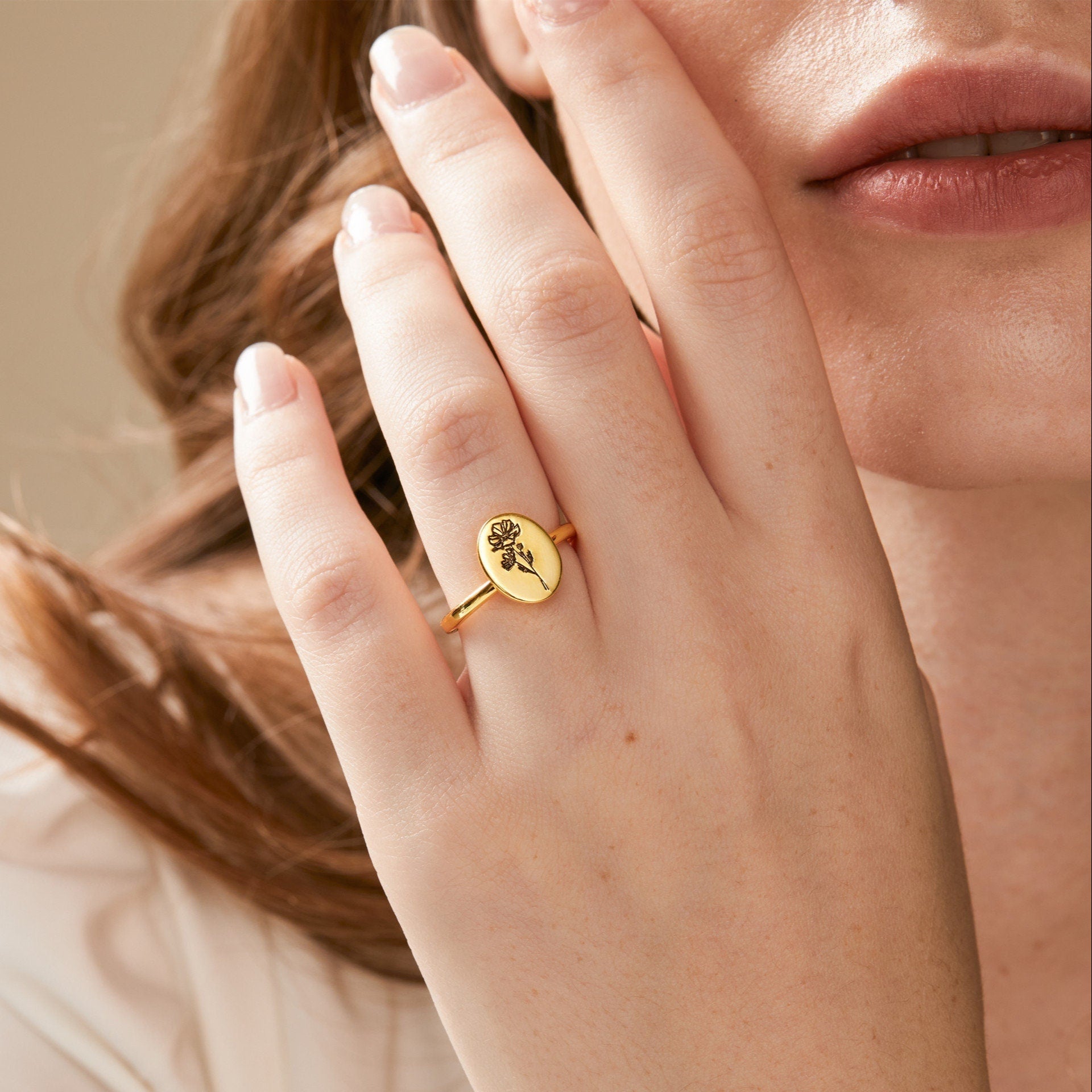 Personalised Birth Flower Ring