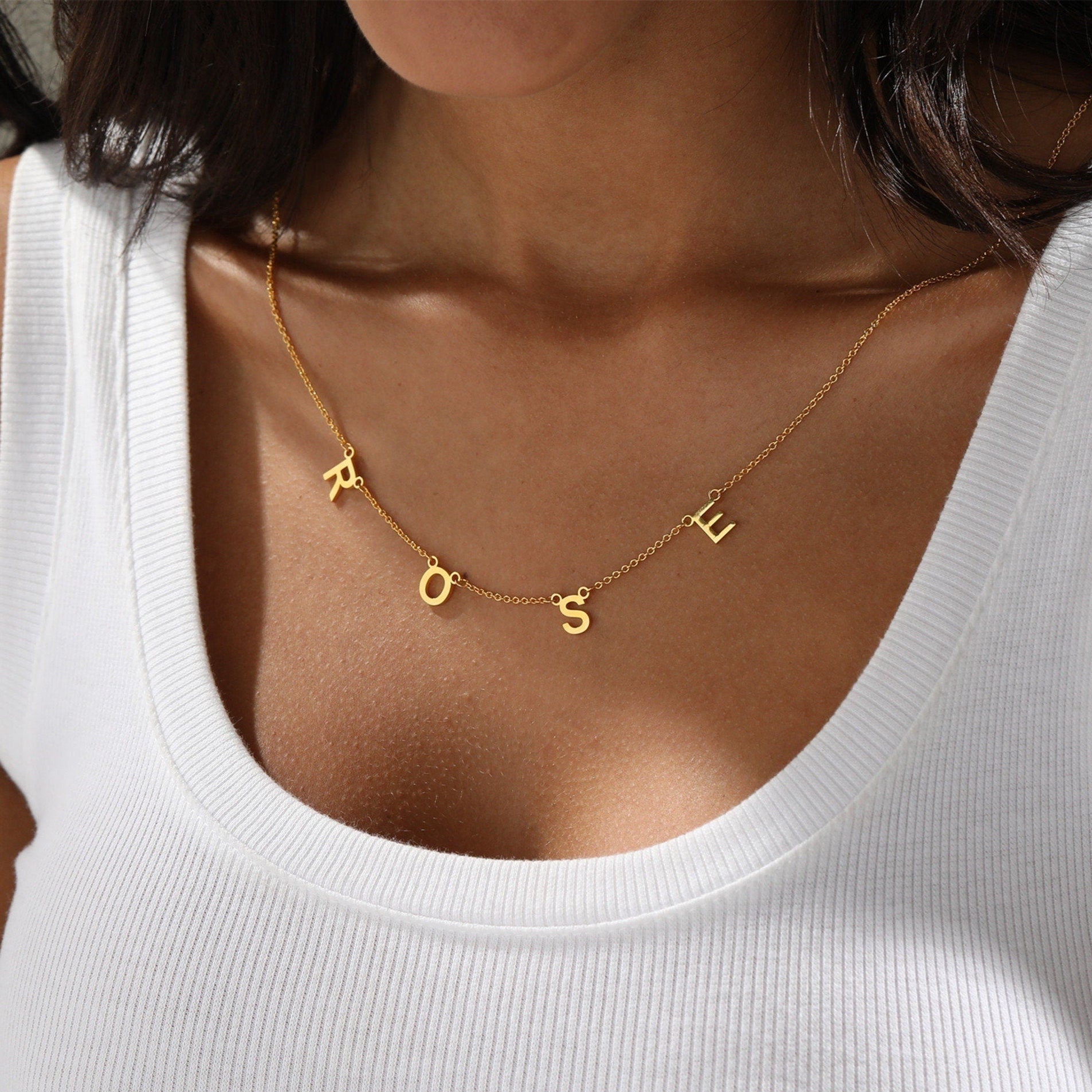 Personalized Gold Letter Name Necklace