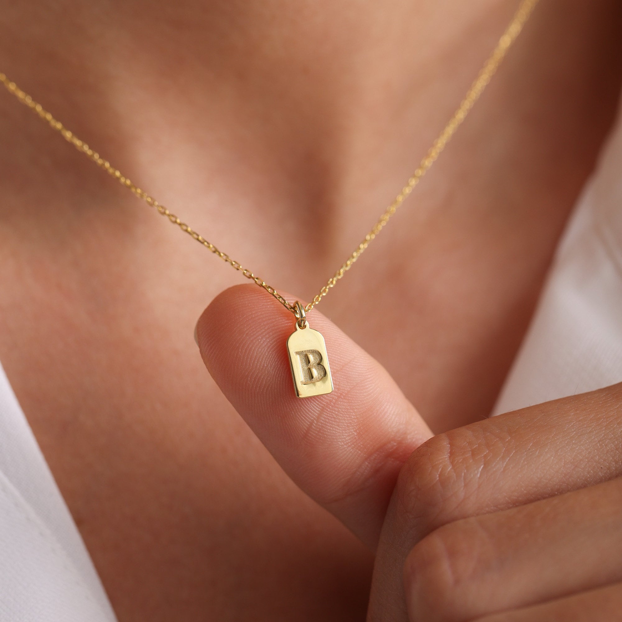 Tiny Initial Tag Necklace