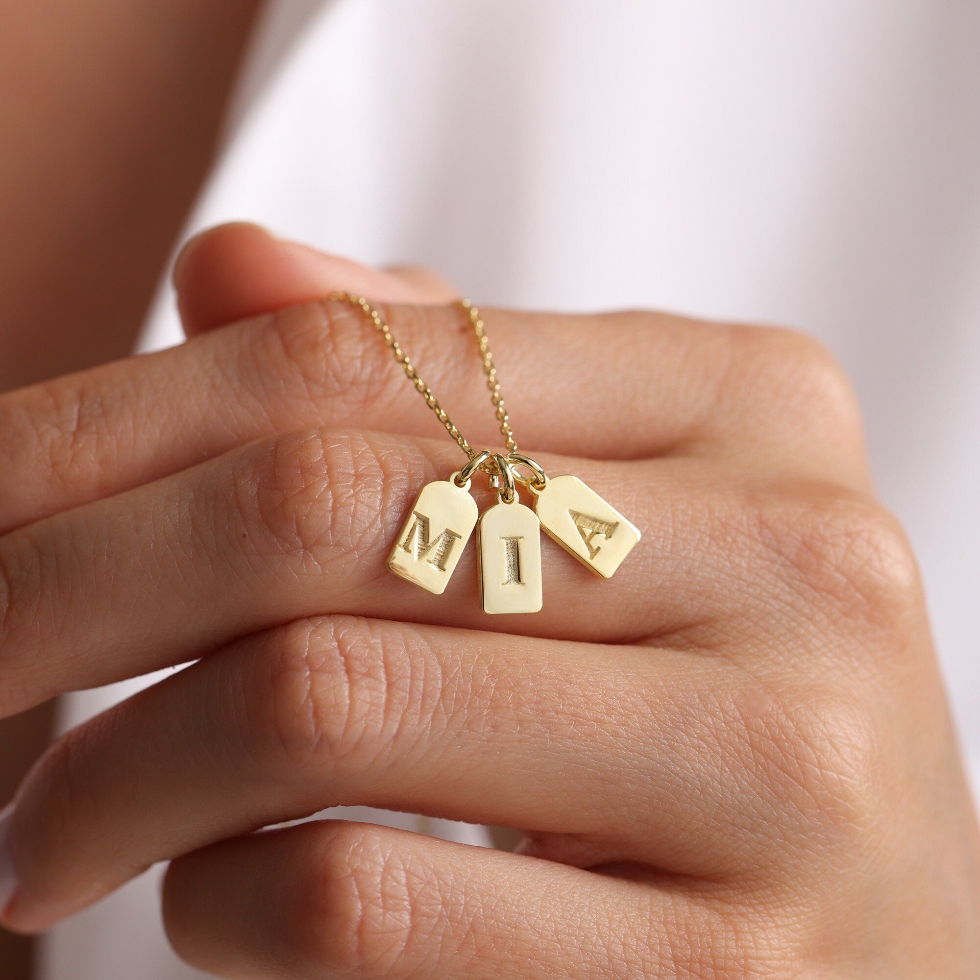 Tiny Initial Tag Necklace