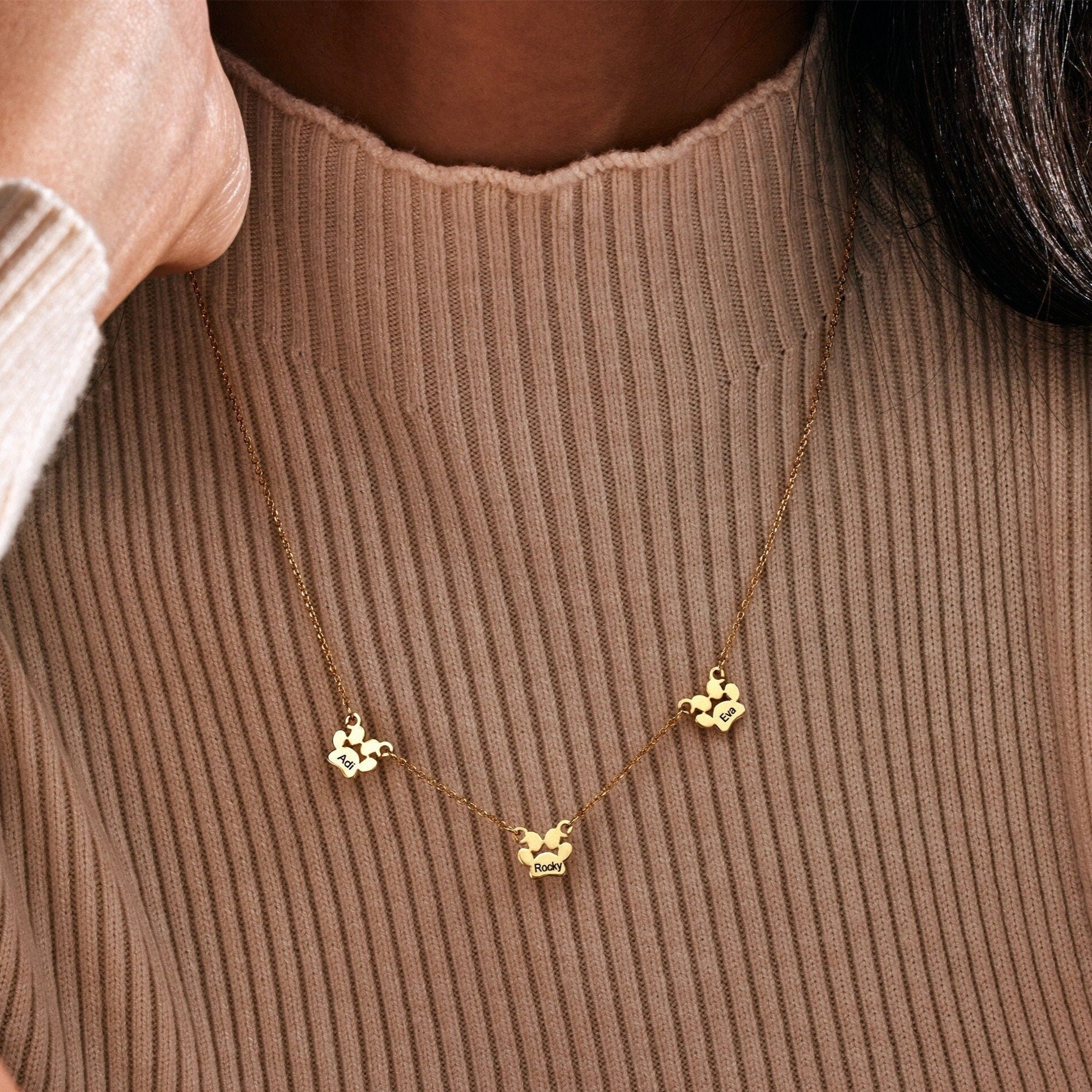 Custom Paw Name Necklace