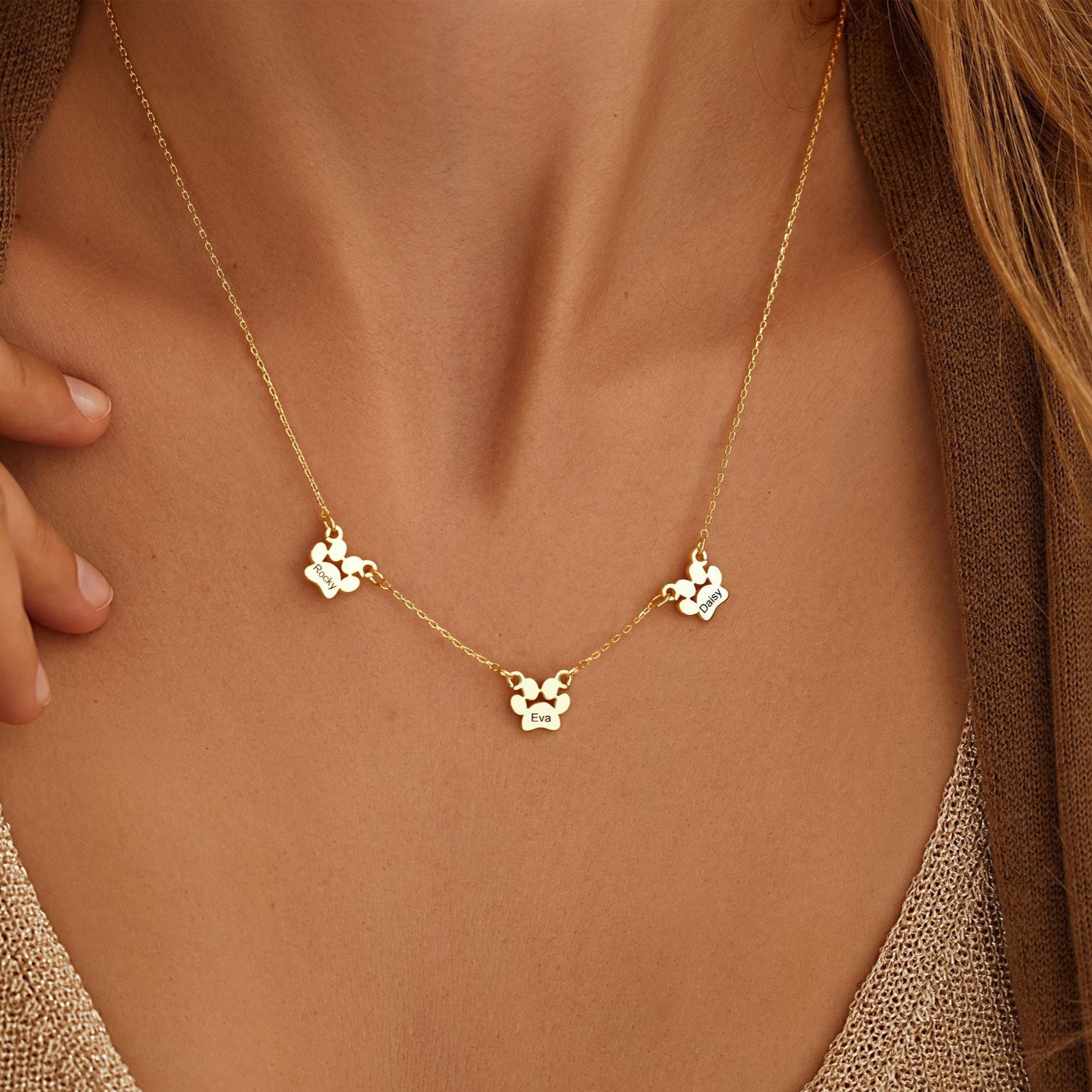 Custom Paw Name Necklace