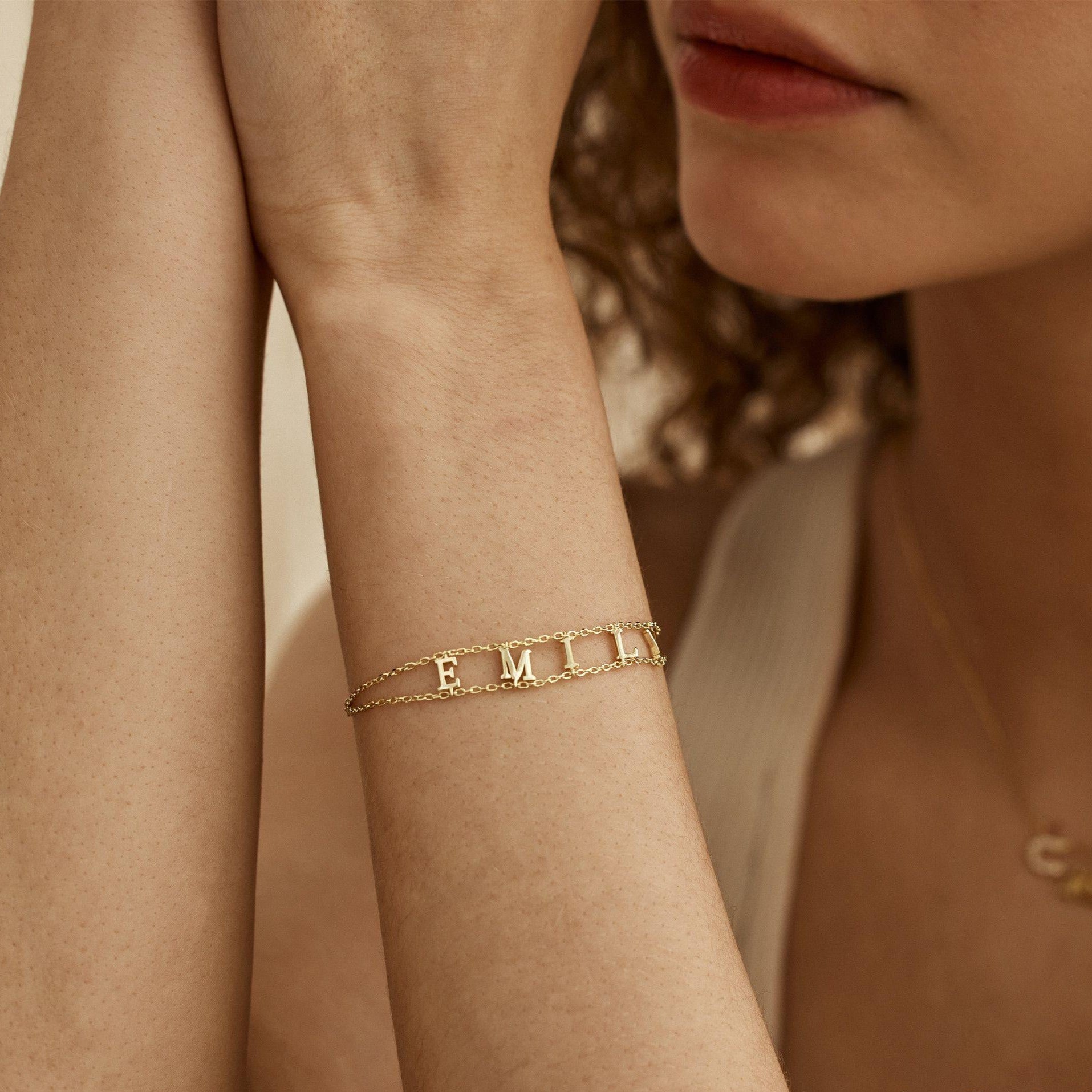 Layered Chain Initial Bracelet
