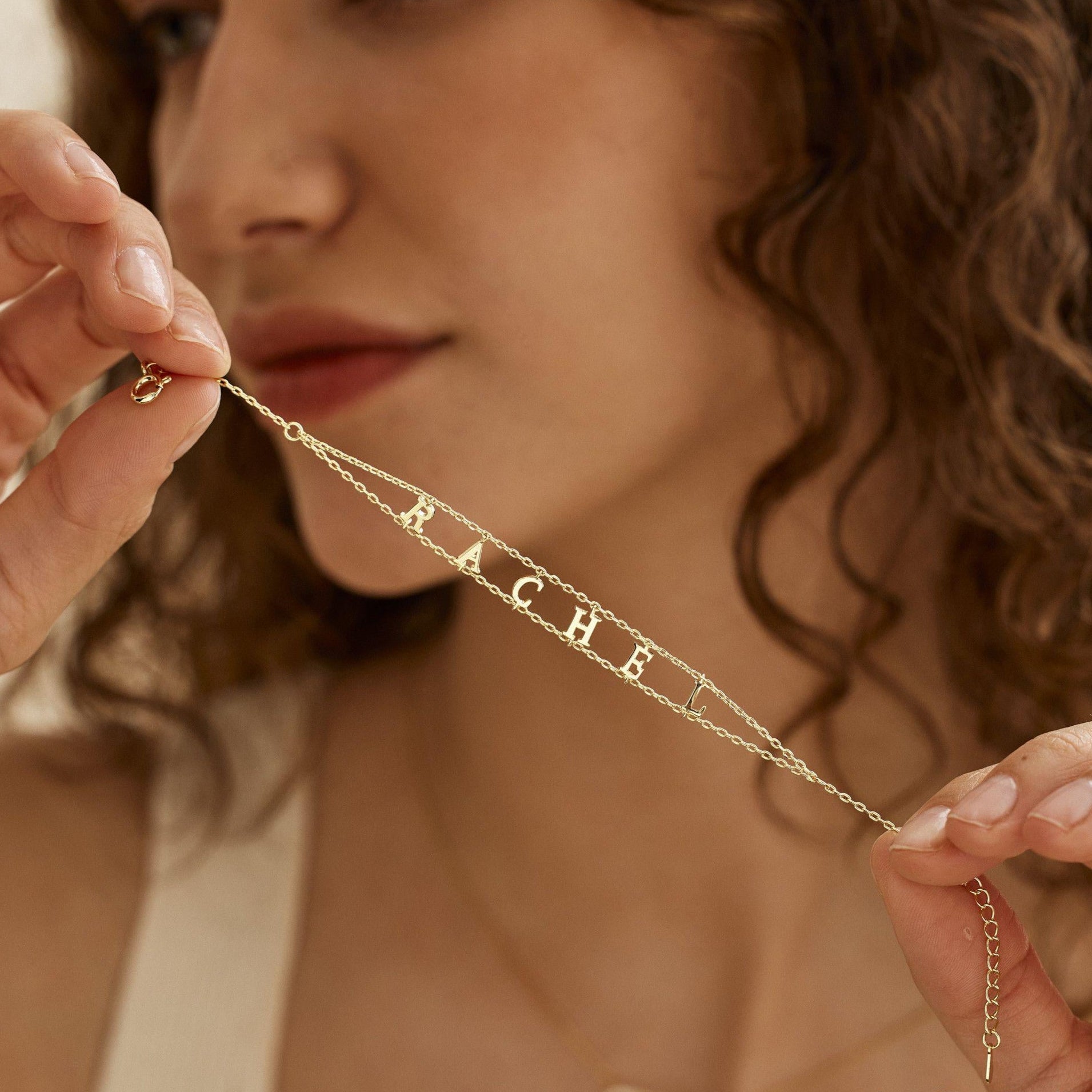 Layered Chain Initial Bracelet