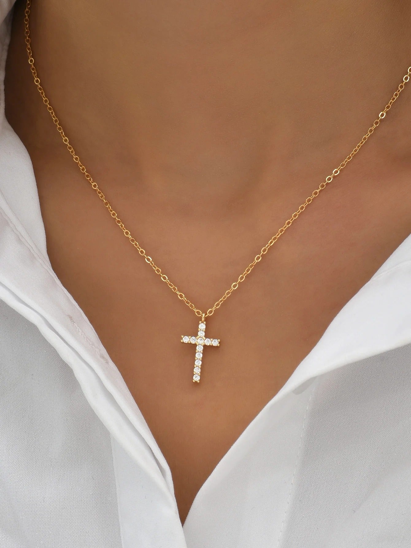 Gold Cross Pendant Necklace