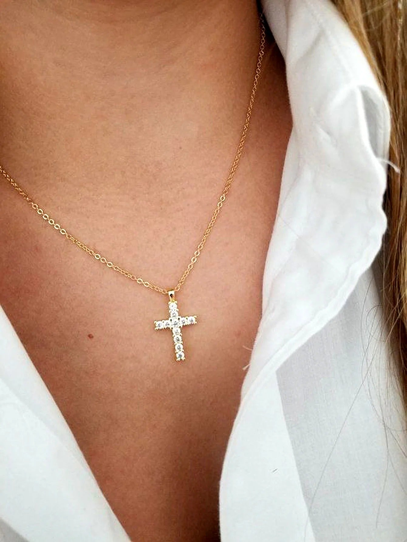 Gold Cross Pendant Necklace